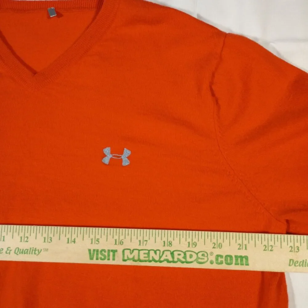 Under Armour 100% Merino Wool V Neck Sweater Orange Men's L